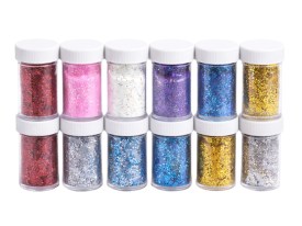 Pack 12 frasquitos glitter brillante 